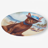 Abessinienkatze am Strand, Sommergeschenk für Katz Pappteller (Schrägansicht)