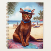 Abessinienkatze am Strand, Sommergeschenk für Katz Planer (Vorderseite)