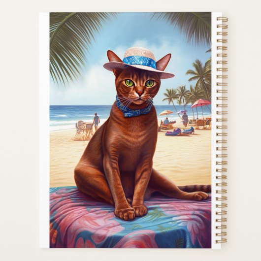 Abessinienkatze am Strand, Sommergeschenk für Katz Planer (Rückseite)