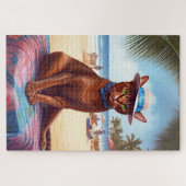 Abessinienkatze am Strand, Sommergeschenk für Katz Puzzle (Horizontal)
