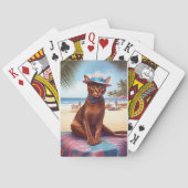 Abessinienkatze am Strand, Sommergeschenk für Katz Spielkarten (Rückseite)