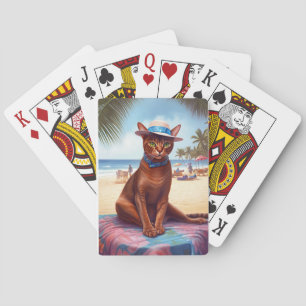 Abessinienkatze am Strand, Sommergeschenk für Katz Spielkarten