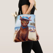 Abessinienkatze am Strand, Sommergeschenk für Katz Tasche (Von Nahem)