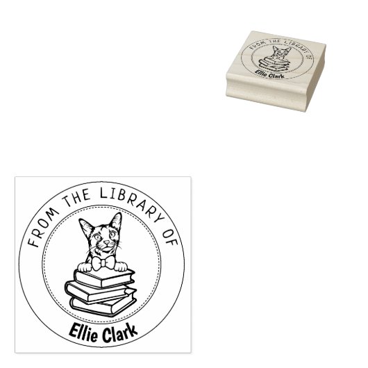 Abessinienkatze, Buch aus der Bibliothek Gummistempel (Stempel)