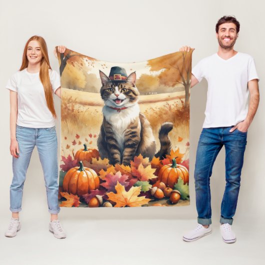 Abessinienkatze im Herbst lässt Erntedank Kunst Fleecedecke (Beispiel)