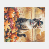 Abessinienkatze im Herbst lässt Erntedank Kunst Fleecedecke (Vorderseite (Horizontal))