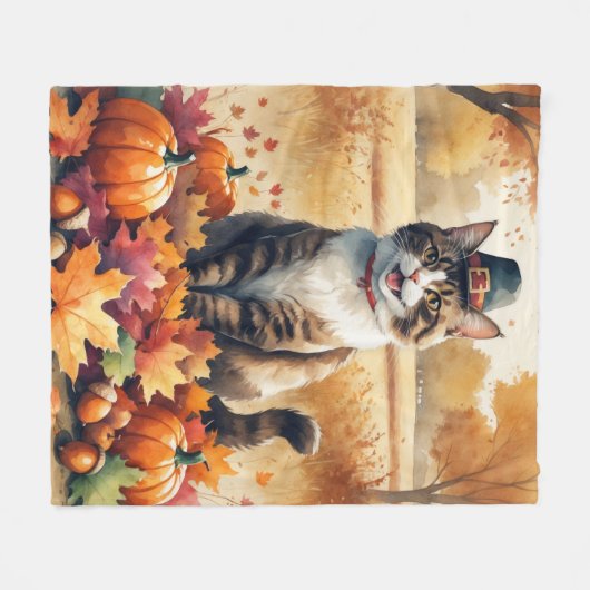 Abessinienkatze im Herbst lässt Erntedank Kunst Fleecedecke (Vorderseite (Horizontal))