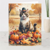 Abessinienkatze im Herbst lässt Erntedank Kunst Karte (Vorderseite)