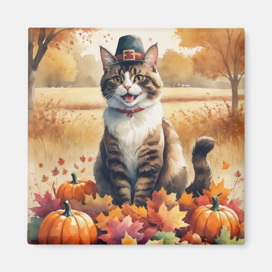 Abessinienkatze im Herbst lässt Erntedank Kunst Magnet (Vorne)
