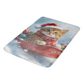 Abessinienkatze in Sledge Lass es Schnee Weihnacht Badematte (Schrägansicht)