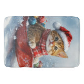 Abessinienkatze in Sledge Lass es Schnee Weihnacht Badematte (Vorderseite)