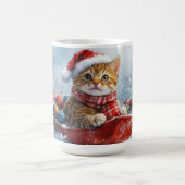 Abessinienkatze in Sledge Lass es Schnee Weihnacht Kaffeetasse (Mittel)