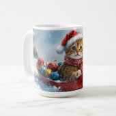 Abessinienkatze in Sledge Lass es Schnee Weihnacht Kaffeetasse (Vorderseite Links)
