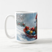 Abessinienkatze in Sledge Lass es Schnee Weihnacht Kaffeetasse (Links)