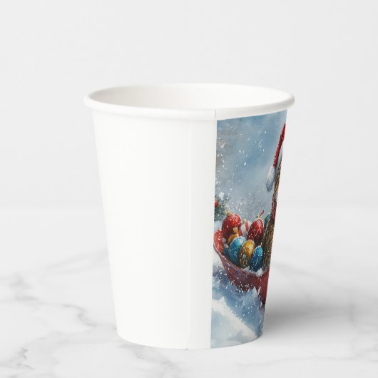 Abessinienkatze in Sledge Lass es Schnee Weihnacht Pappbecher (Rechts)