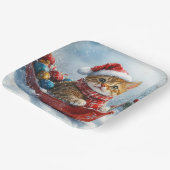 Abessinienkatze in Sledge Lass es Schnee Weihnacht Pappteller (Gewinkelt)