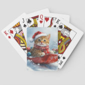Abessinienkatze in Sledge Lass es Schnee Weihnacht Spielkarten (Rückseite)