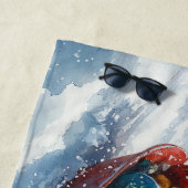 Abessinienkatze in Sledge Lass es Schnee Weihnacht Strandtuch (Beispiel)