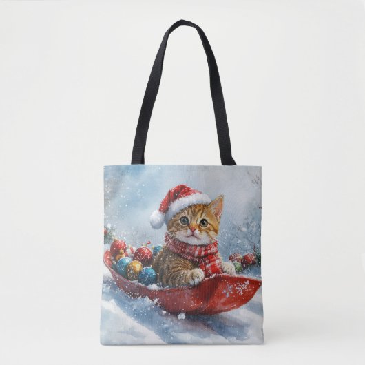 Abessinienkatze in Sledge Lass es Schnee Weihnacht Tasche (Vorderseite)