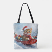 Abessinienkatze in Sledge Lass es Schnee Weihnacht Tasche (Rückseite)