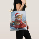 Abessinienkatze in Sledge Lass es Schnee Weihnacht Tasche (Von Nahem)