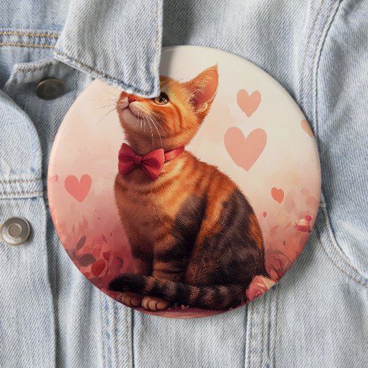 Abessinienkatze mit Rose - Valentinstag Button (Beispiel)