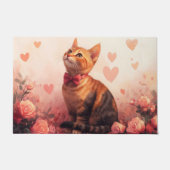 Abessinienkatze mit Rose - Valentinstag Fußmatte (Vorderseite)