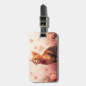 Abessinienkatze mit Rose - Valentinstag Gepäckanhänger (Vorderseite vertikal)