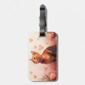 Abessinienkatze mit Rose - Valentinstag Gepäckanhänger (Rückseite vertikal)
