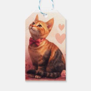Abessinienkatze mit Rose - Valentinstag Geschenkanhänger