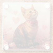 Abessinienkatze mit Rose - Valentinstag Glasuntersetzer (Rückseite)