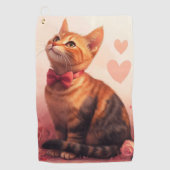 Abessinienkatze mit Rose - Valentinstag Golfhandtuch (Vorderseite)