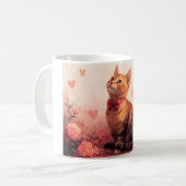 Abessinienkatze mit Rose - Valentinstag Kaffeetasse (Vorderseite Links)