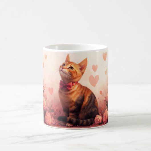 Abessinienkatze mit Rose - Valentinstag Kaffeetasse (Mittel)