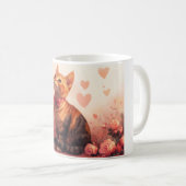 Abessinienkatze mit Rose - Valentinstag Kaffeetasse (VorderseiteRechts)