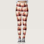 Abessinienkatze mit Rose - Valentinstag Leggings (Vorderseite)