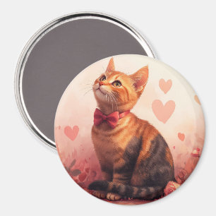 Abessinienkatze mit Rose - Valentinstag Magnet