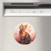 Abessinienkatze mit Rose - Valentinstag Magnet (In Situ (Geschirrspüler))