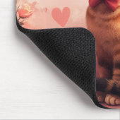 Abessinienkatze mit Rose - Valentinstag Mousepad (Ecke)