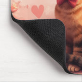 Abessinienkatze mit Rose - Valentinstag Mousepad (Ecke)