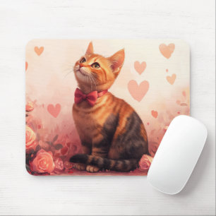 Abessinienkatze mit Rose - Valentinstag Mousepad