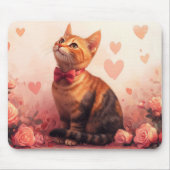 Abessinienkatze mit Rose - Valentinstag Mousepad (Vorne)