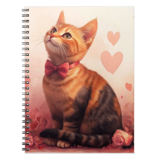 Abessinienkatze mit Rose - Valentinstag Notizblock (Vorderseite)