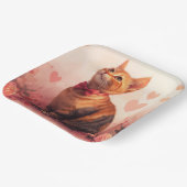 Abessinienkatze mit Rose - Valentinstag Pappteller (Gewinkelt)