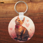 Abessinienkatze mit Rose - Valentinstag Schlüsselanhänger (Rückseite)