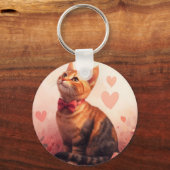 Abessinienkatze mit Rose - Valentinstag Schlüsselanhänger (Vorderseite)