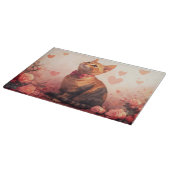 Abessinienkatze mit Rose - Valentinstag Schneidebrett (Ecke)