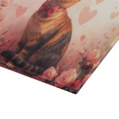 Abessinienkatze mit Rose - Valentinstag Schneidebrett (Ecke)