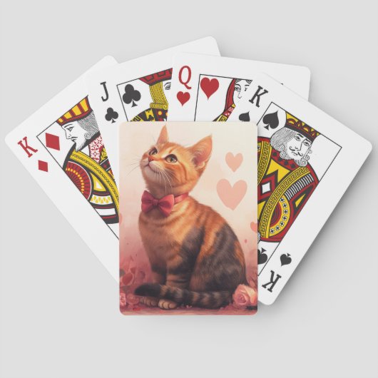 Abessinienkatze mit Rose - Valentinstag Spielkarten (Rückseite)