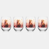 Abessinienkatze mit Rose - Valentinstag Weinglas Ohne Stiel (Hinten)